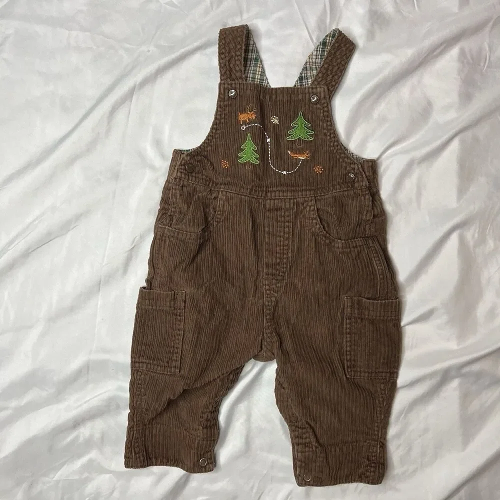 Oshkosh B'Gosh Brown Corduroy Embroidered Overalls Size 3-6 Months Baby Kid Fall